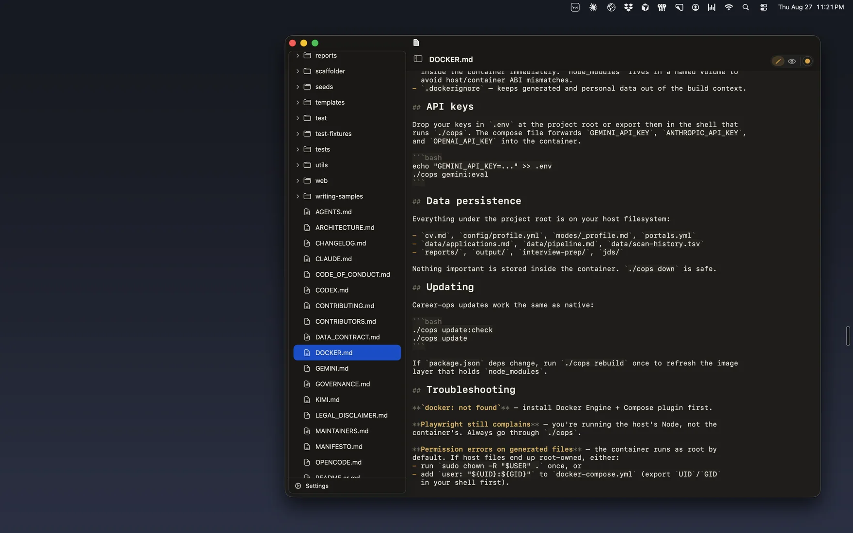 The same document switched to the source editor — raw Markdown with syntax highlighting, delimiters left visible rather than hidden.